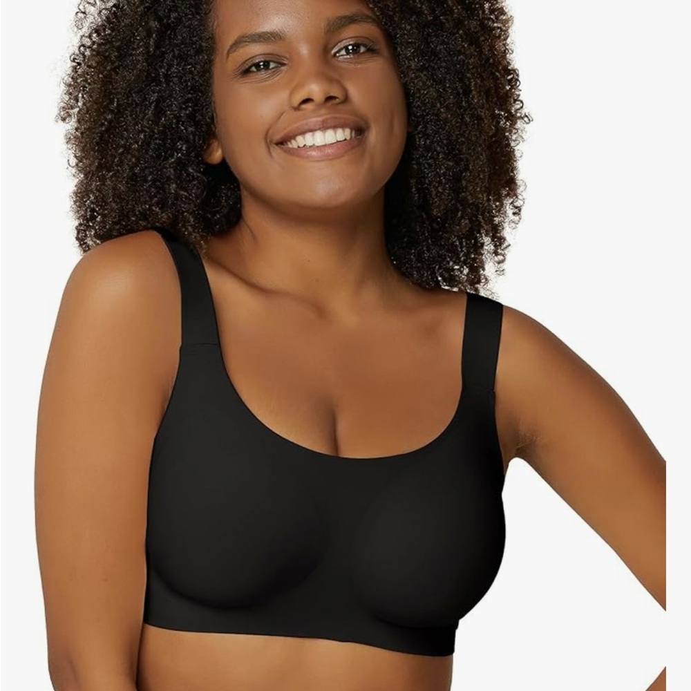 NiiDor NWOT  L BLACK COMFORT GREAT SOFT SUPPORT WIDE WING NO WIRE BRA 36-40BCD